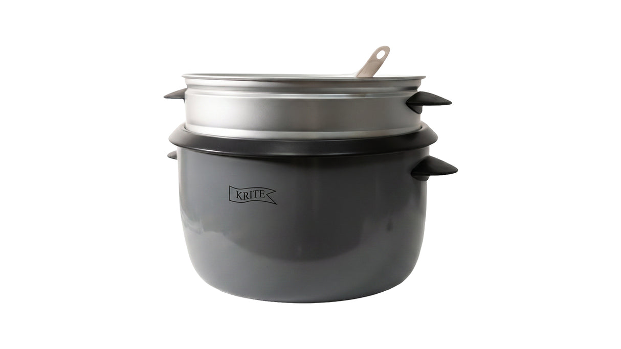 KRITE Cuiseur de Riz Électrique 3-en-1 avec Panier Vapeur et Couvercle en Verre