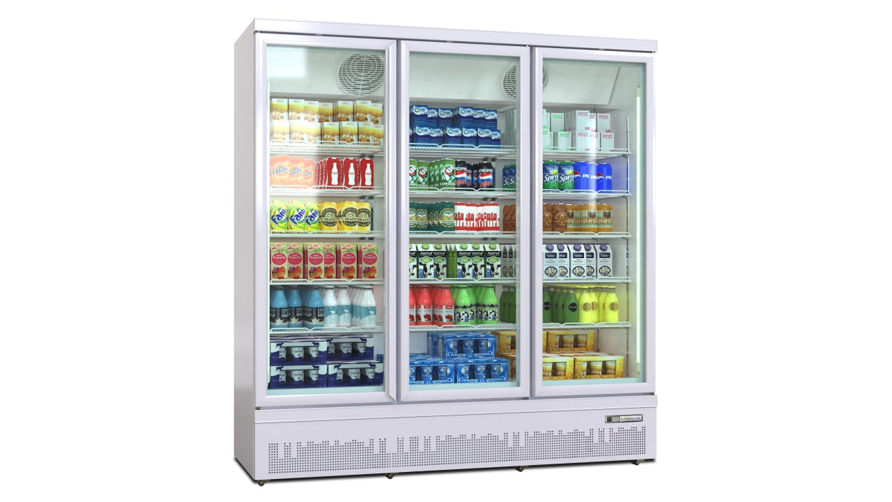 Deluxe Top/Bottom Mount Refrigerated Display Case – Black/White – Triple Door