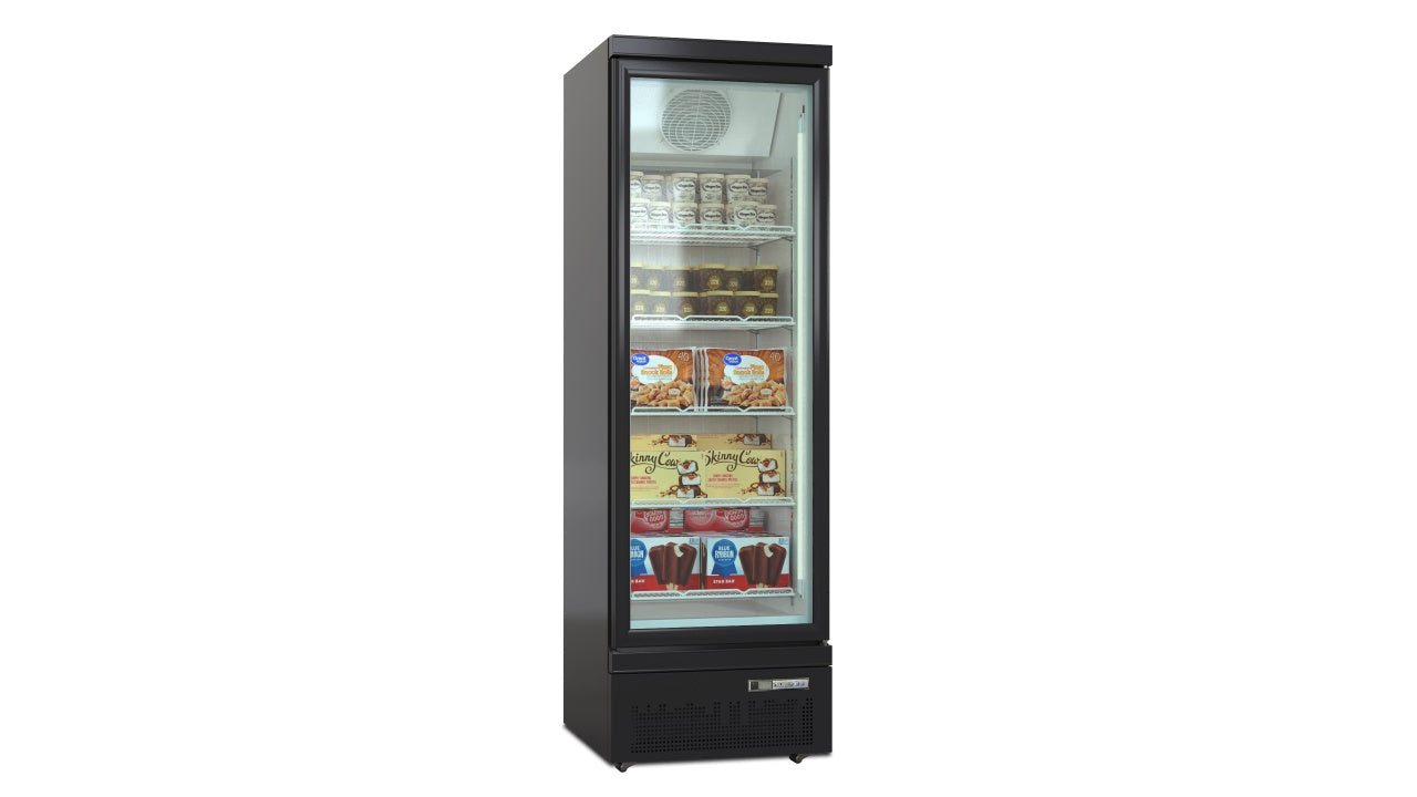Deluxe Top/Bottom Mount Freezer Display Cabinet – Black/White – Single Door
