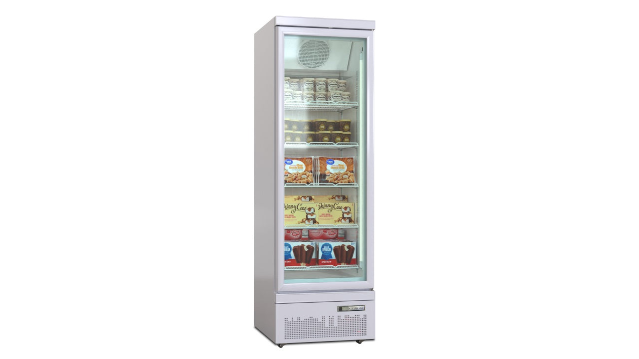 Deluxe Top/Bottom Mount Freezer Display Cabinet – Black/White – Single Door