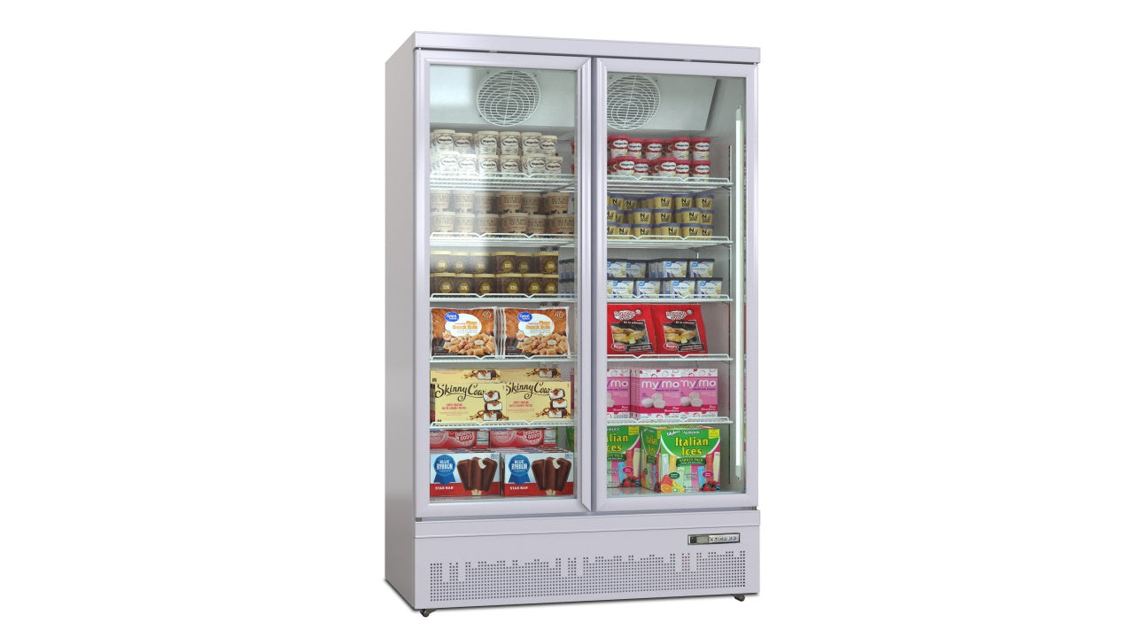 Deluxe Top/Bottom Mount Freezer Display Cabinet – Black/White – Double Door