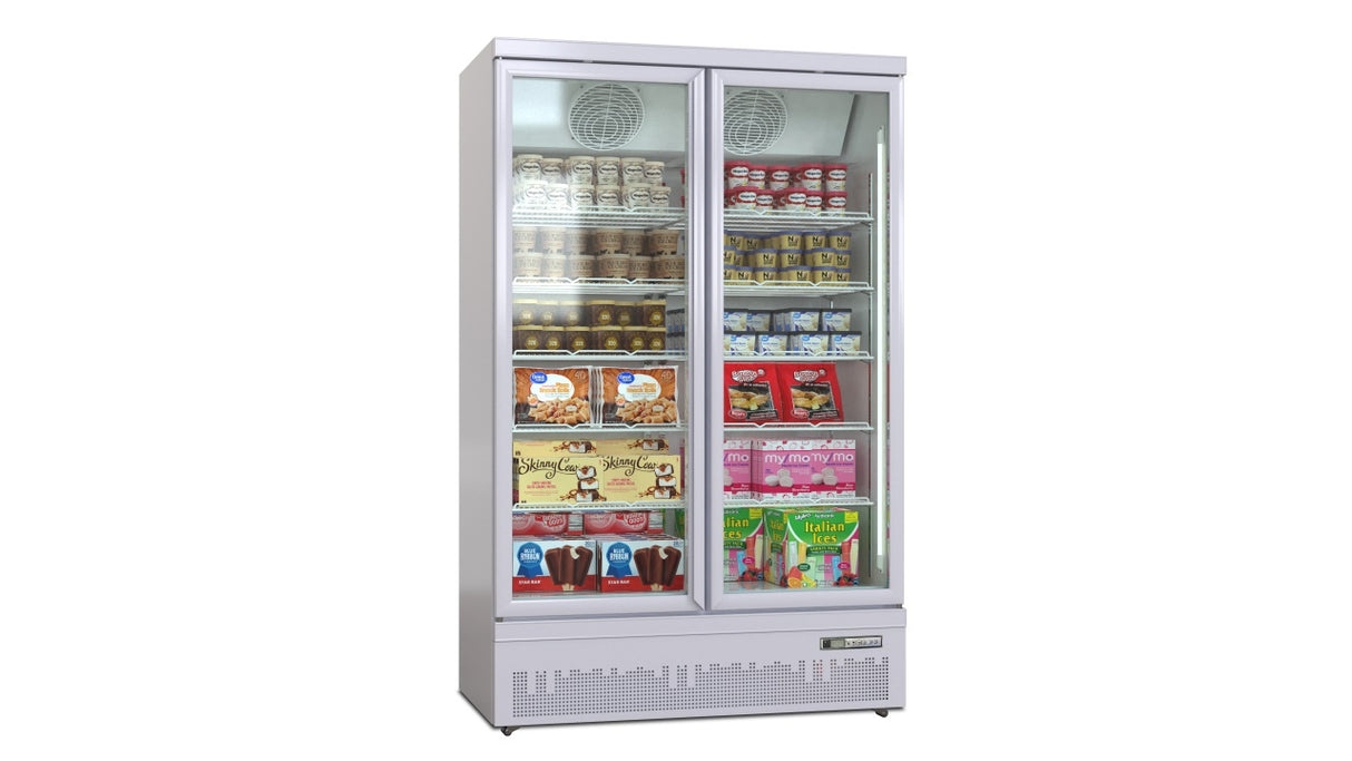 Deluxe Top/Bottom Mount Freezer Display Cabinet – Black/White – Double Door