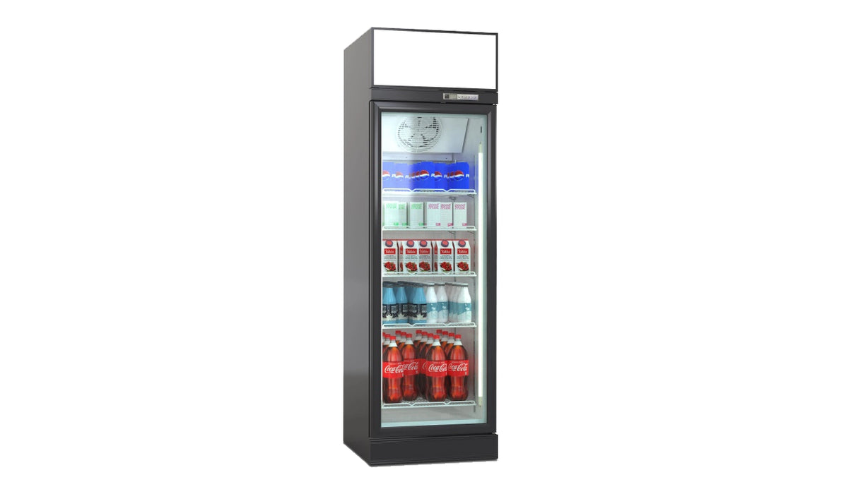 Deluxe Top/Bottom Mount Refrigerated Display Case – Black/White – Single Door