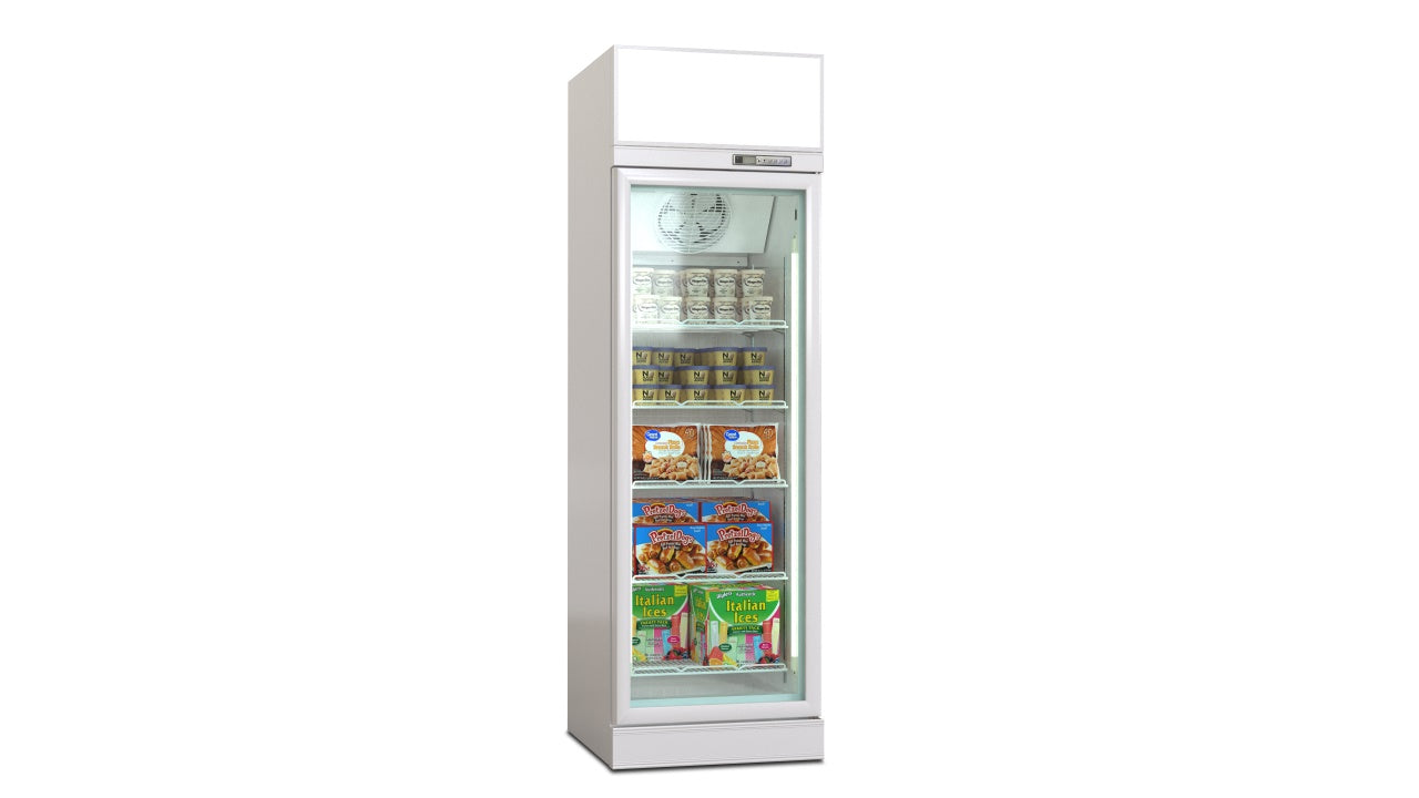 Deluxe Top/Bottom Mount Freezer Display Cabinet – Black/White – Single Door