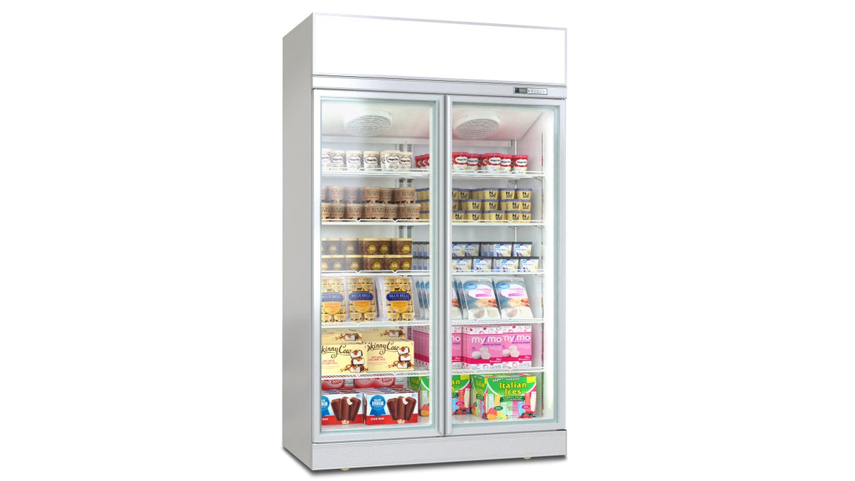 Deluxe Top/Bottom Mount Freezer Display Cabinet – Black/White – Double Door
