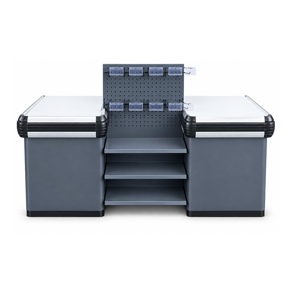 Présentoir Professionnel Multi-Niveaux pour Magasin avec Panneau Perforé - 180 × 90 × 85 cm