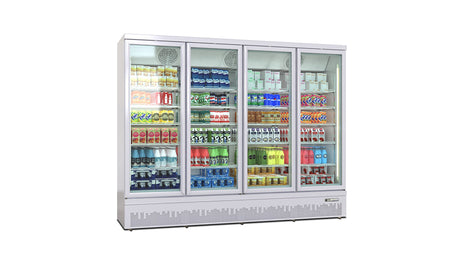 Deluxe Top/Bottom Mount Refrigerated Display Case – Black/White – 4 Doors