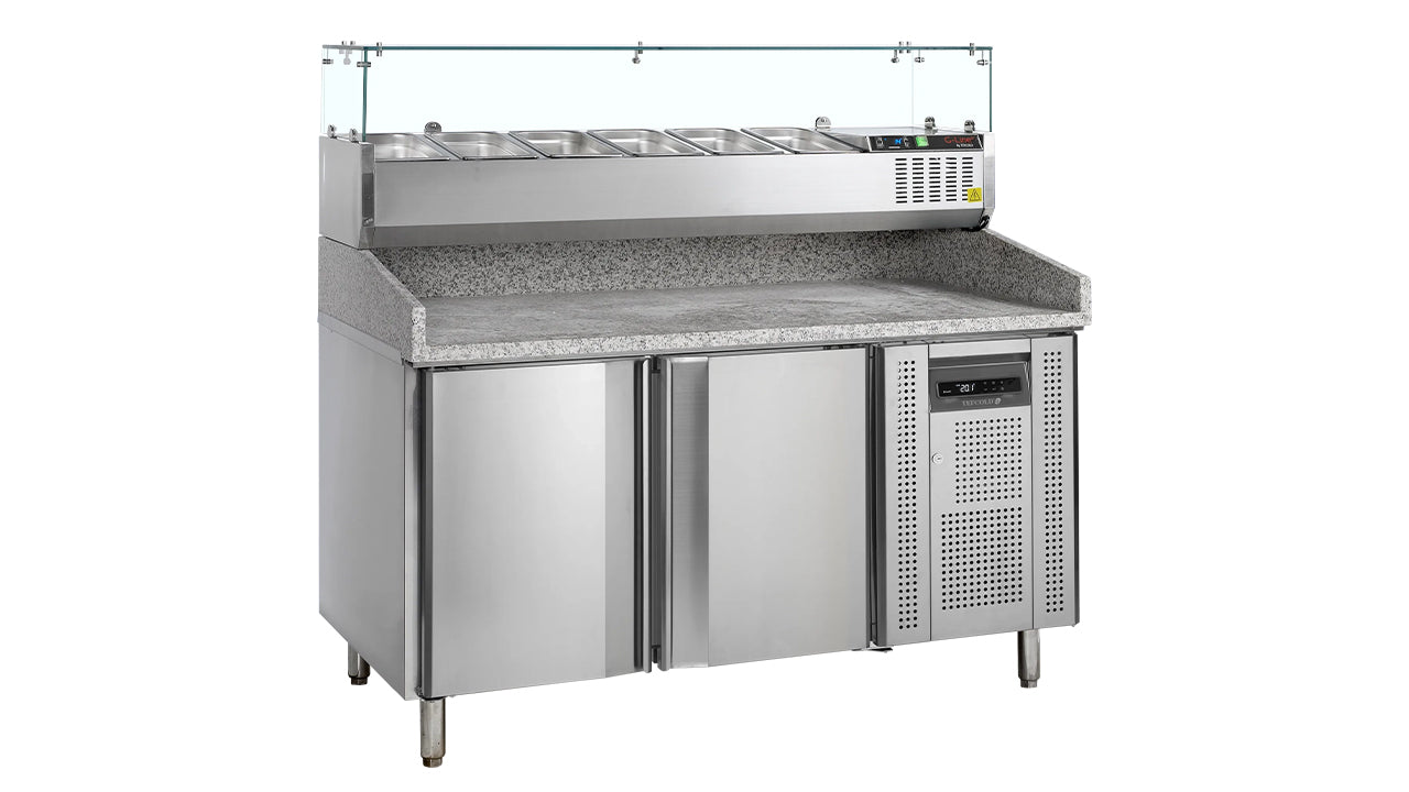GN 1/1 Refrigerated Pizza Table with Topping Module β PT1200 + GVC38-150
