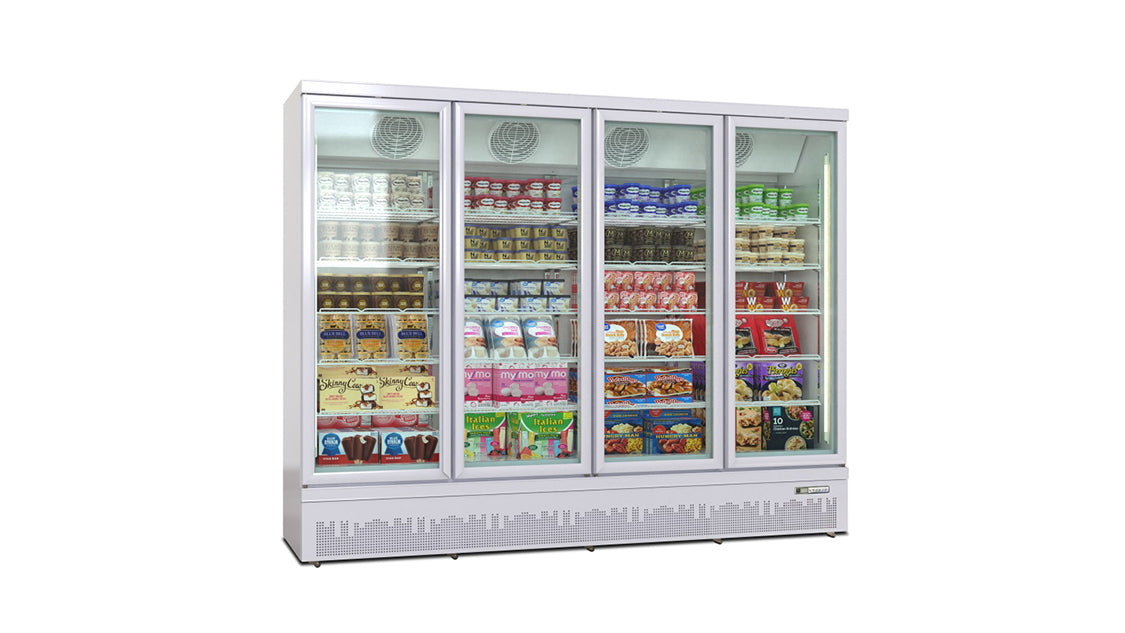 Deluxe Top/Bottom Mount Freezer Display Cabinet – Black/White – 4 Doors