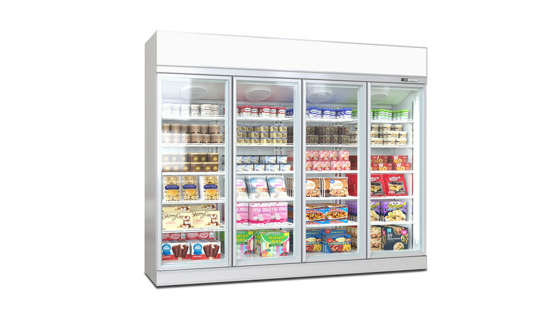 Deluxe Top/Bottom Mount Freezer Display Cabinet – Black/White – 4 Doors