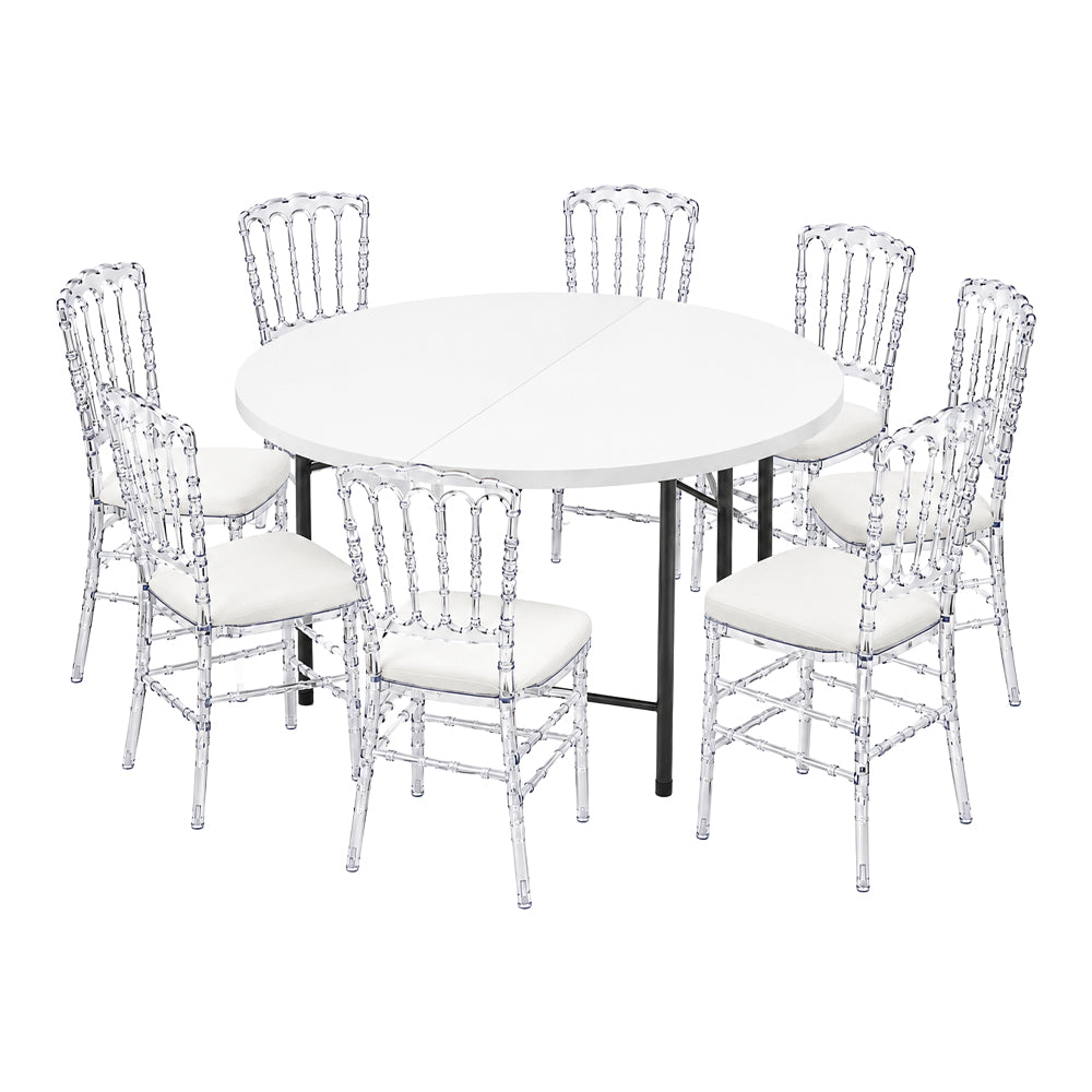 Table Ronde Blanche pour Mariage, Réception & Événements