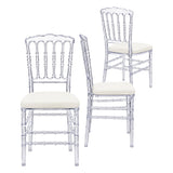 Chaise Napoléon Transparente avec Coussin Blanc – Élégante pour Mariages, Réceptions & Événements