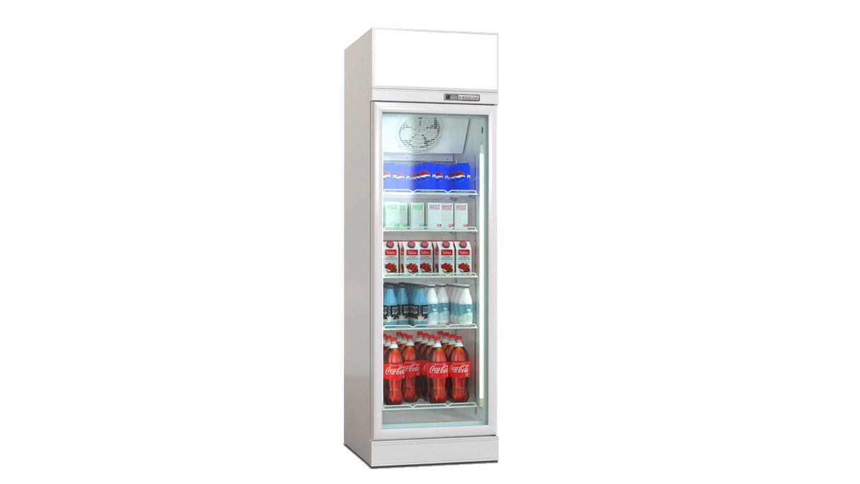 Deluxe Top/Bottom Mount Refrigerated Display Case – Black/White – Single Door 