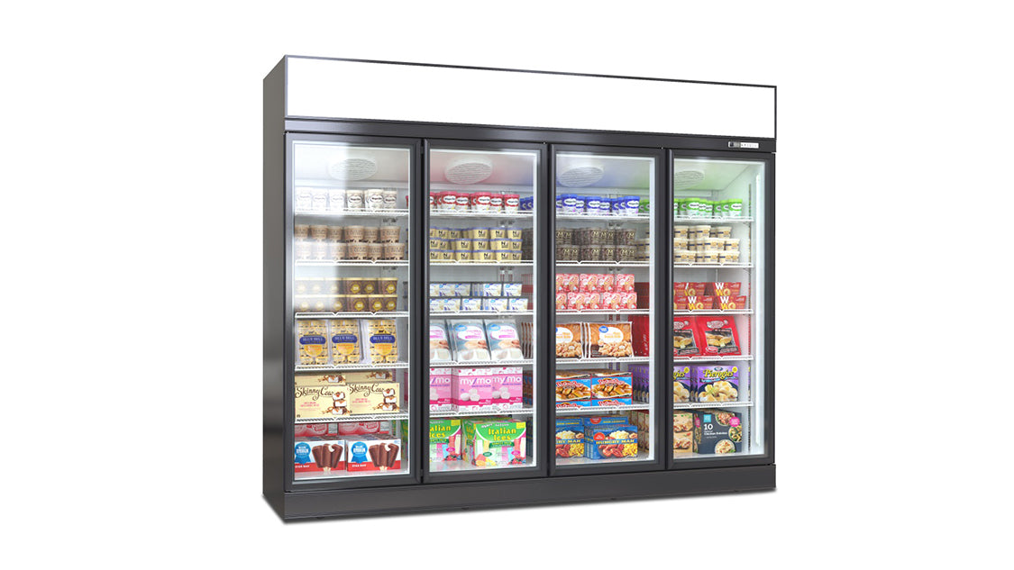 Deluxe Top/Bottom Mount Freezer Display Cabinet – Black/White – 4 Doors 