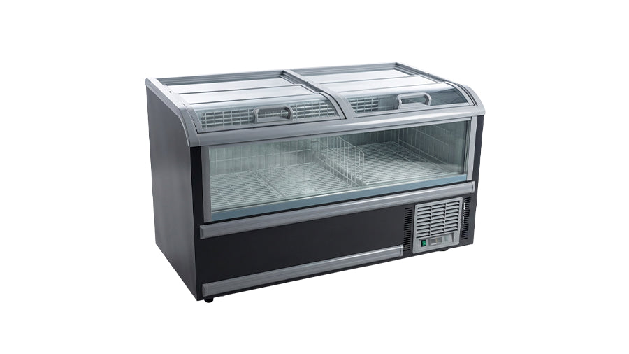 Congélateur Coffre Commercial à Vitre Coulissante 140×88×85 cm – Vitrine Réfrigérée