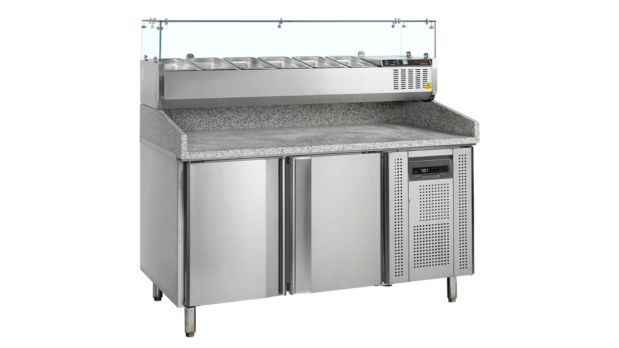 GN 1/1 Refrigerated Pizza Table with Topping Module – PT1200 + GVC38-150