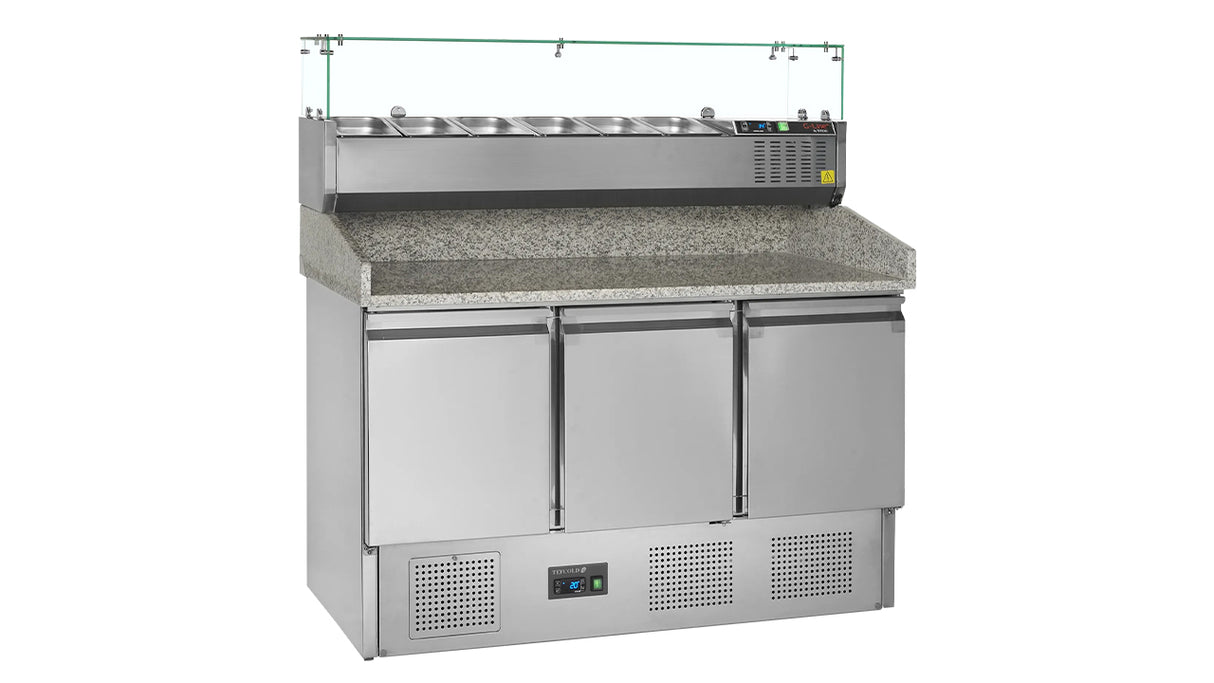 GN 1/1 Refrigerated Pizza Table with Topping Module – PT1365 + GVC33-140